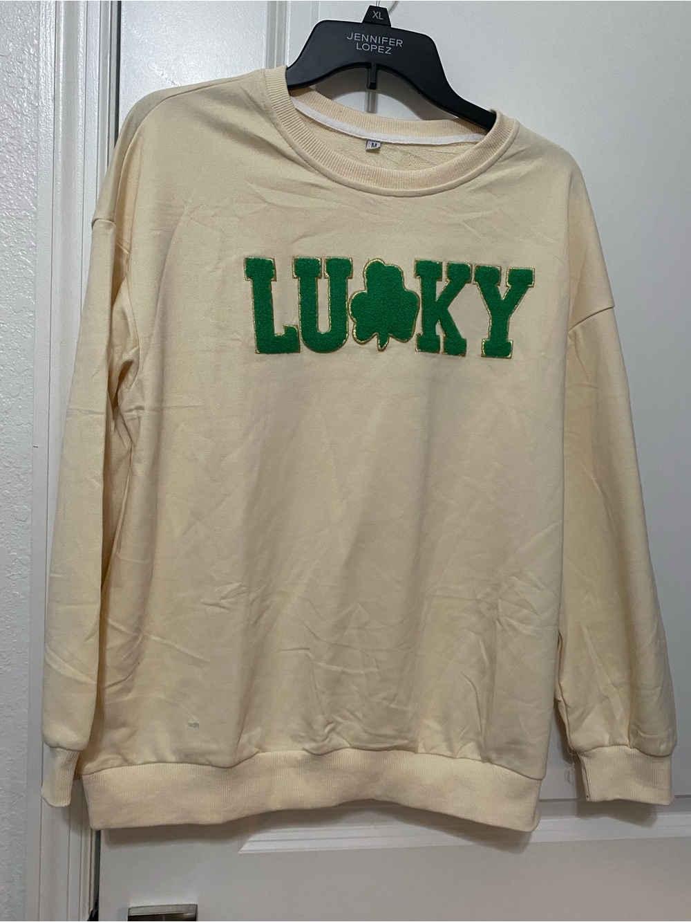 Cream "LUCKY" Shamrock Crewneck Sweatshirt
